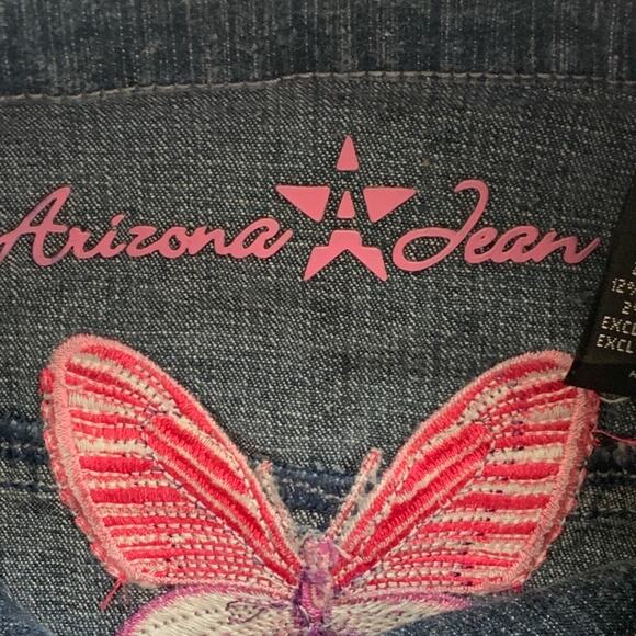 Arizona Jean Co Jean Jacket Girls Butterfly Embroidered Jean Jacket Small NEW - Picture 2 of 13
